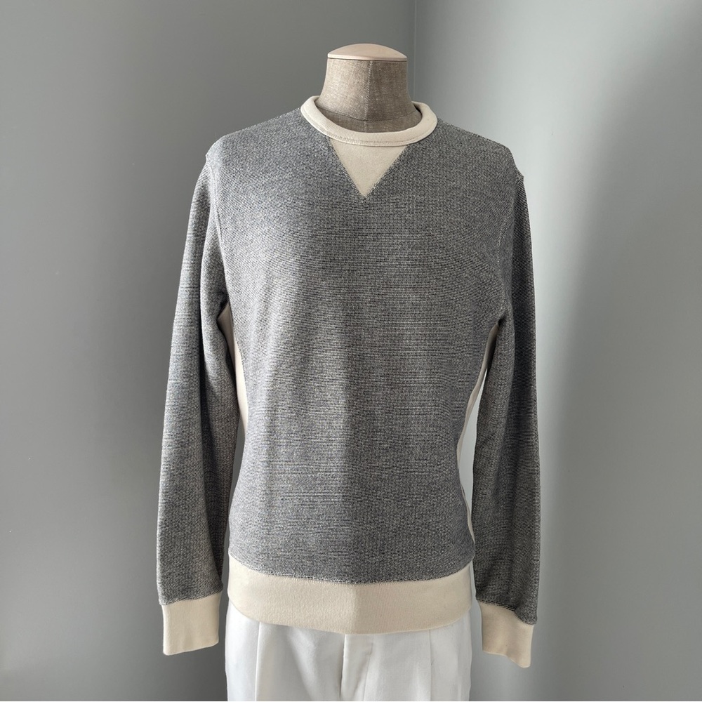 J. Crew Wallace & Barnes Men's Classic Gray and Cream Crewneck Sweater
